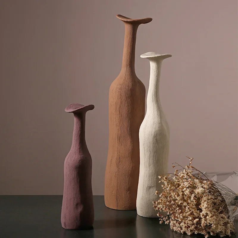 INS Wholesale Modern Irregular Nordic Home Decor Custom Shaped Modern Geometric Morandi Color Flower Arrangement Ceramic Vase