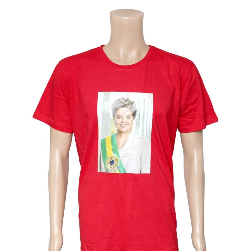 Custom Heat Transfer logo Printing Cheap 140gsm Cotton Promotional  Brazil Election t Shirt