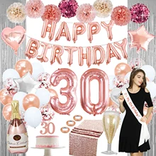Nicro 30th Rose Gold theme Wholesale Girl Female Birthday Foil Balloon Set Event Party Supplies Wedding Party Decorations