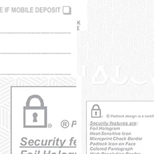 mobile deposit checkbox laid lines padlock icon list of security features