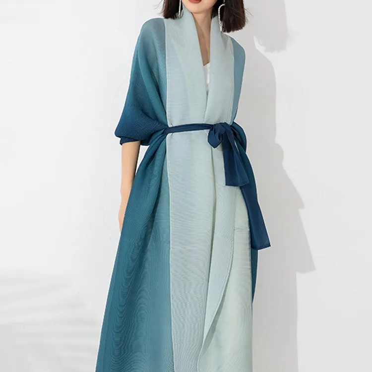 blue trench coat dress Long Formal Short Sleeve Evening Prom Dress by LaDivine CD0175 – The Dress  Outlet main image 1