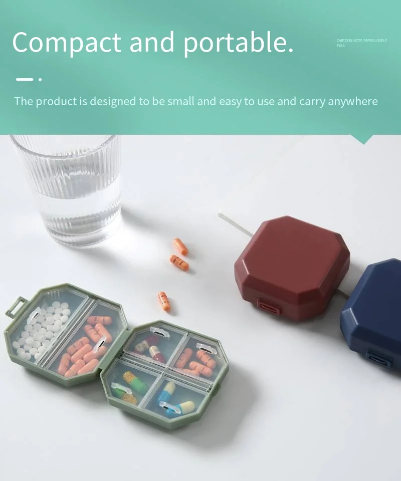 Portable mini six-compartment pill capsule packing box Household moisture-proof sorting cubicle pill box factory