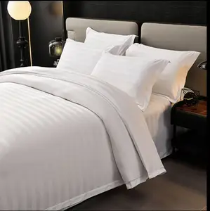 Wholesale Modern Style 100% Cotton White Bedding Sets Luxury Hotel Queen Size Bed Sheets Set Customized Pillowcases Duvet Covers