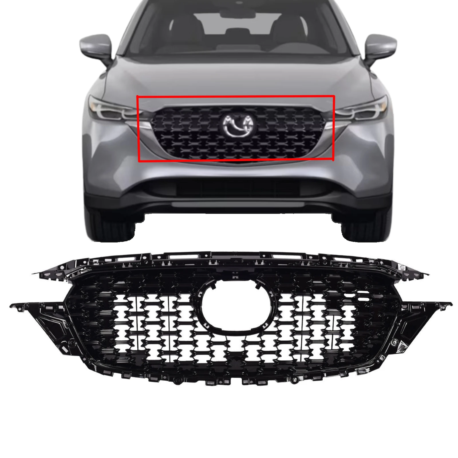 car Front Grille Molding Trim Gloss Black front grille for Mazda Cx5 cx-5 2022 2023