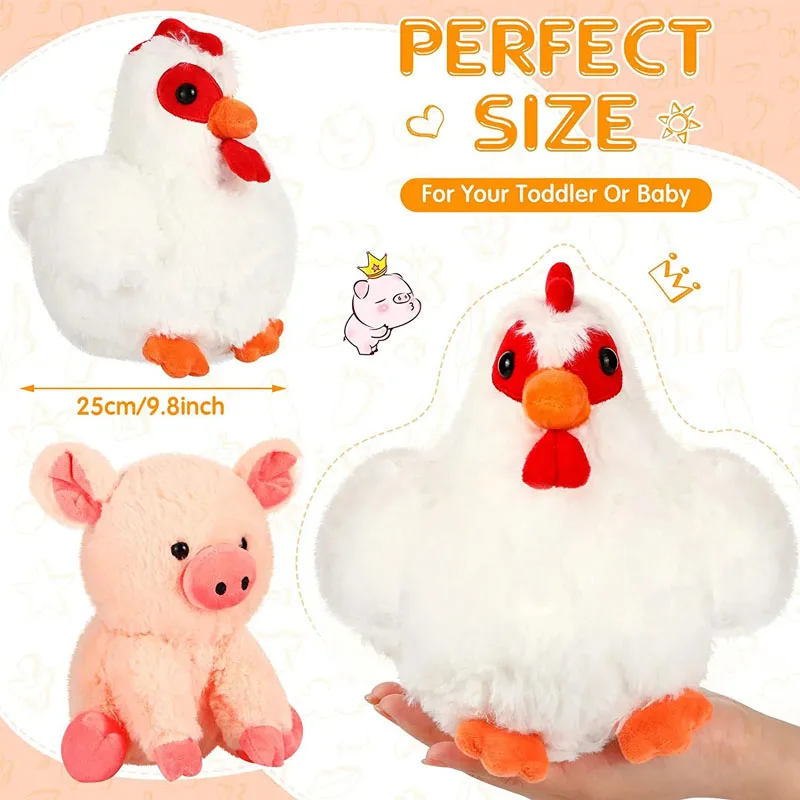 Wholesale Custom Plush Farm Animals Birthday Party Decorations Pig Cock Horse Sheep Cow Farm Stuffed Animals Toys