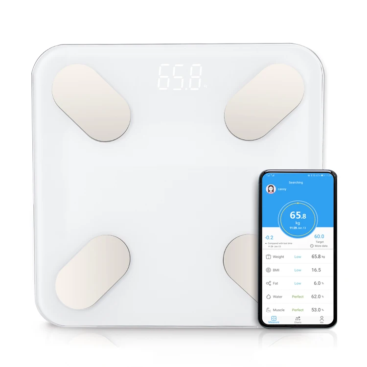 Canny Android Ios White Health Scale Digital Athroom Wireless BMI  Smart  Body Fat Scale with App