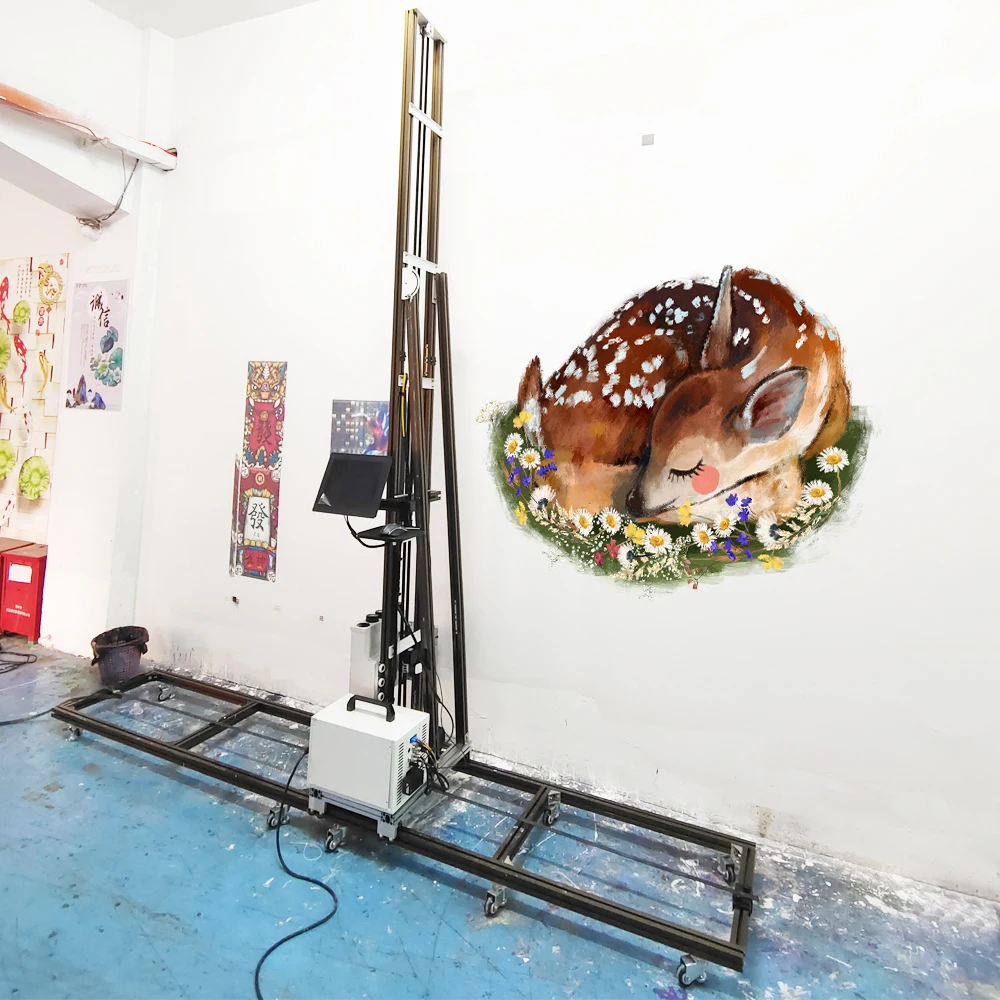 Large Format 3.5M Height UV CMYKW Wall Printer Double Print Head Wallpen 3D 5D Wall Printing Machine