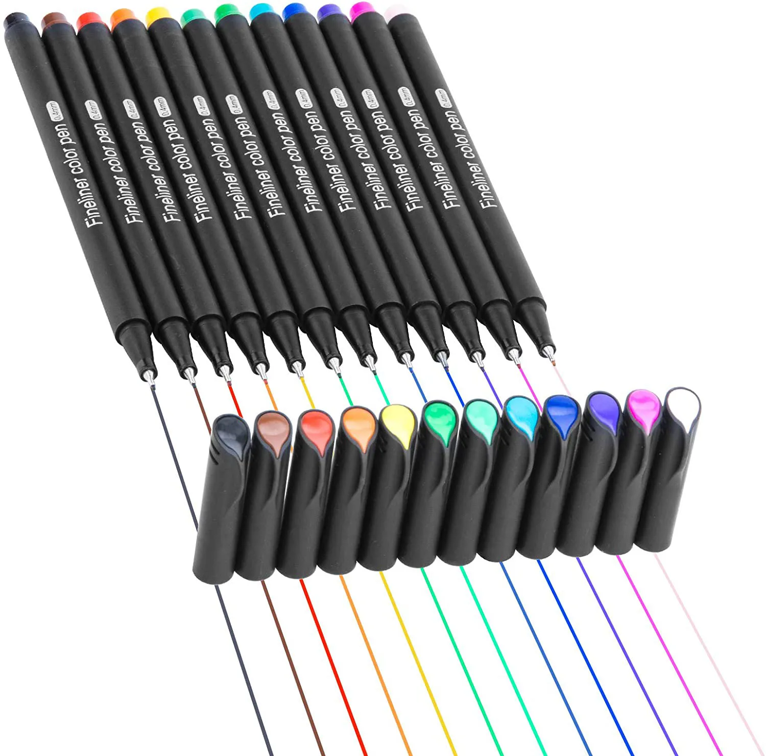 Bview Art 12 Colors Intensity Fineliner Color Pen Set 0.4 mm Fine Line  Drawing Pen Fine Point Markers Pen For Writing