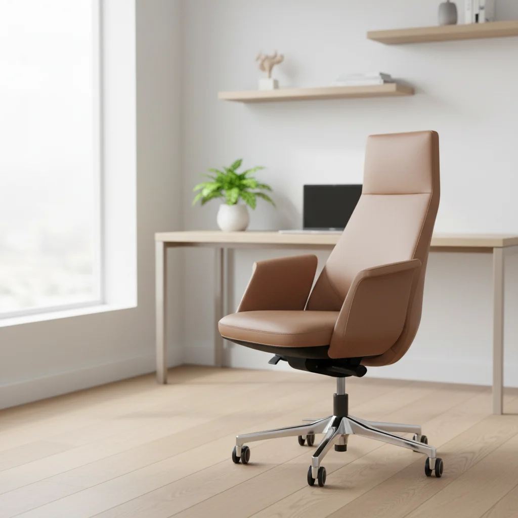 Luxury Modern Ergonomic Leather Executive Office Chair with Aluminium Base 4