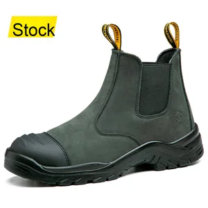 Manufacturer's Mid-Top Anti-Smash Anti-Puncture Safety Shoes Slip-On Work Shoes Steel Toe for Industrial Use Cross-Border Four