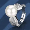 adjustable size Platinum white pearl ring