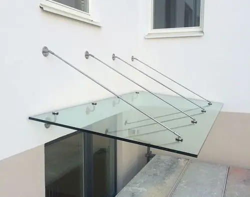 CBMMART Latest Factory Glass Canopy Fittings Exterior Sun Shade Stainless Steel Glass Canopy