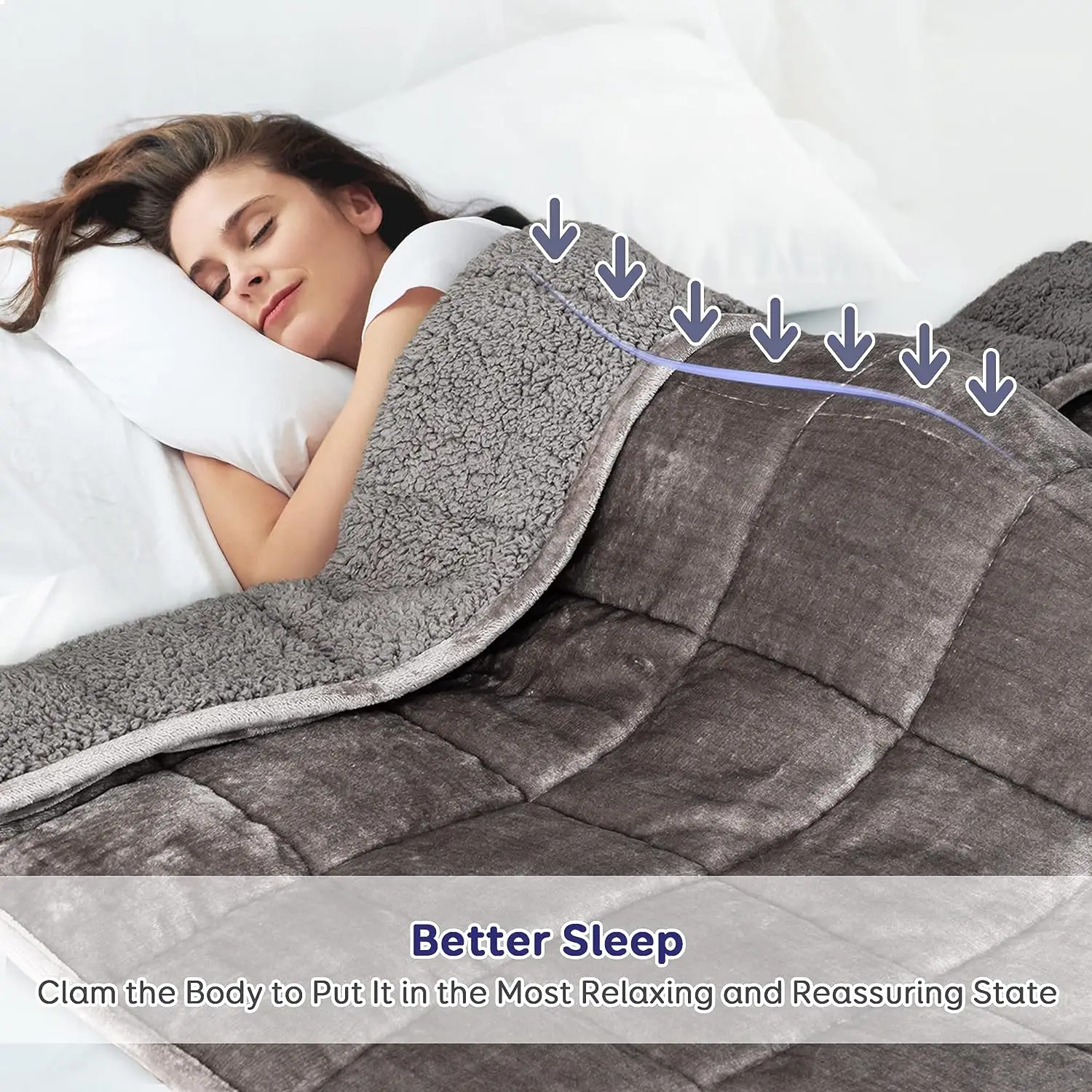 Free Sample Double Side Warmth Weighted Blanket Queen Size Sherpa