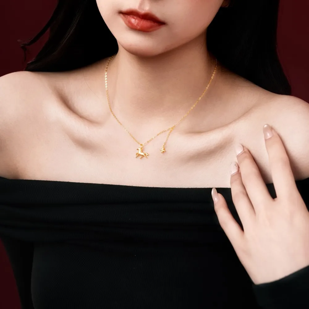 KAKODIY new 925 Sterling Silver chain zodiac element horse pendant tassel four-leaf clover necklace accessories jewelry detail 5