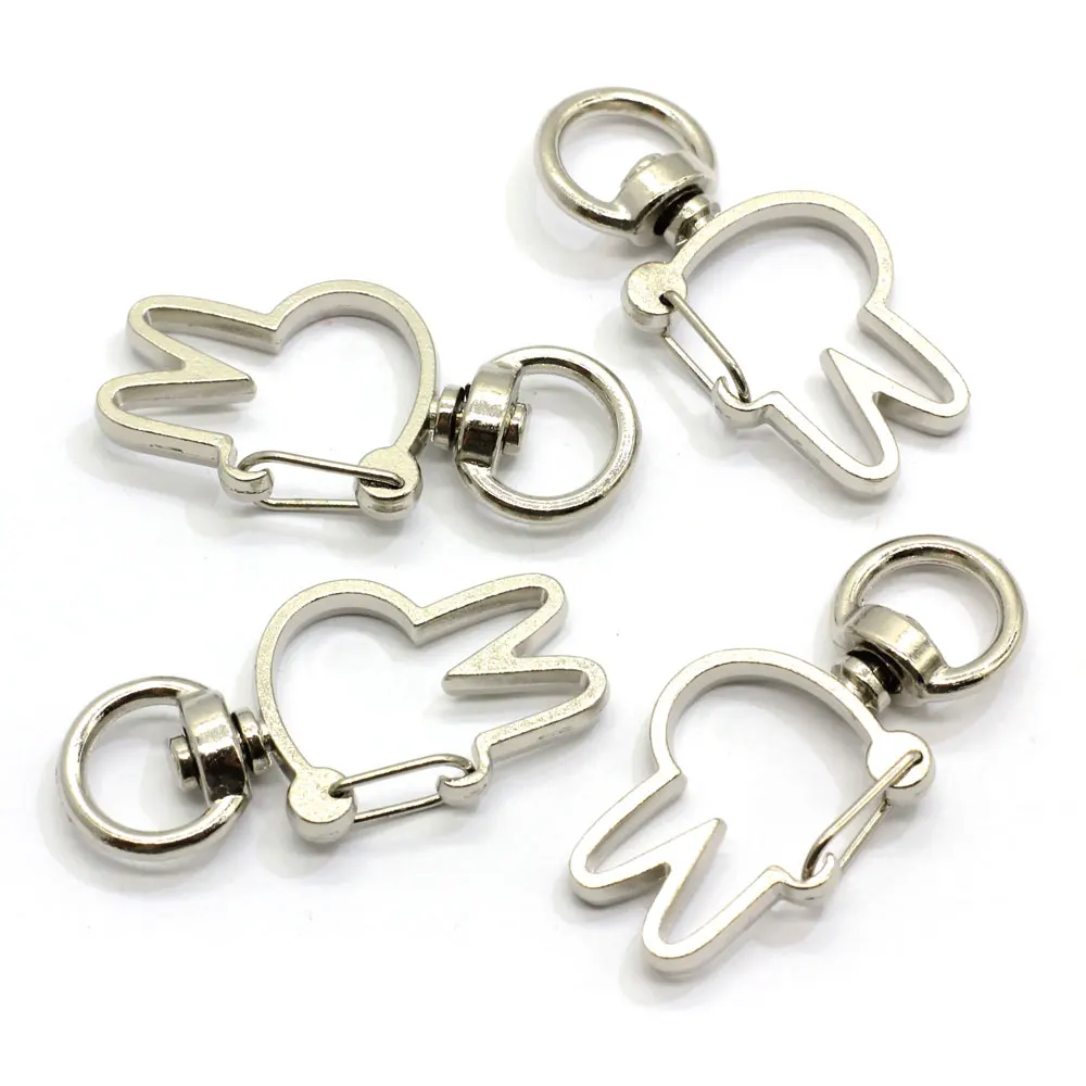 100Pcs Cute Rabbit Keychain Iron Swivel Lobster Clasp Snap Hook  for DIY Jewelry  Making Findings
