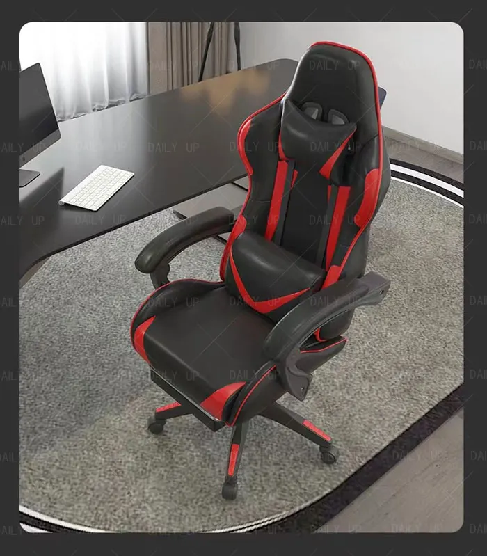 Swivel Adjustable Leather Gaming Chair With Headrest Faux Leather Silla Gaming Office Computer Racing Chair For E-Sport Gamers