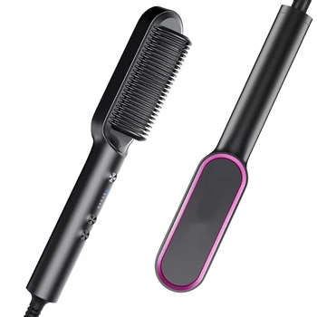 Infrared Ionic ceramic and titanium Hair Straightener and Curler 2 in 1 Hair Straightener brush Comb new technical flat iron