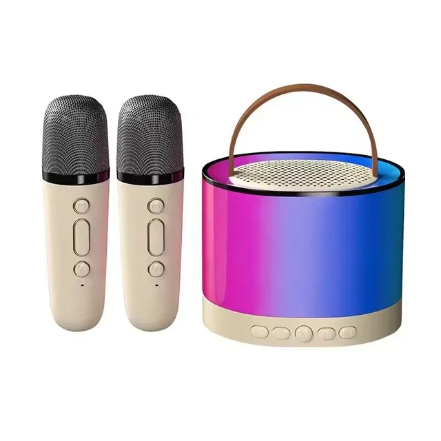 K52 home Kids Karaoke Portable Bluetooth Speaker LED lighting with Microphones Karaoke Machine for home party