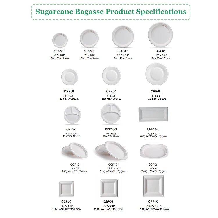 Biodegradable Disposable Sugarcane Bagasse Paper Pulp Mould Plates for ...