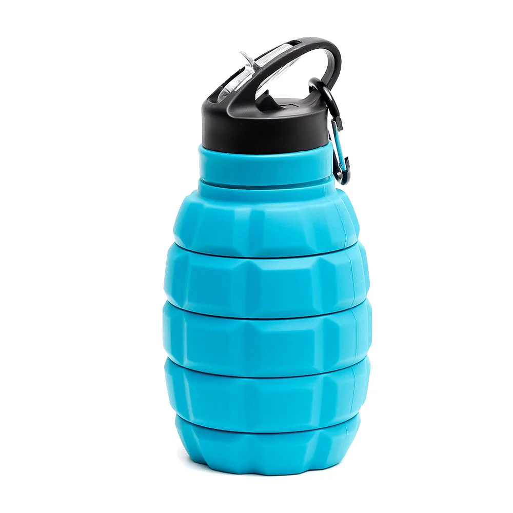 Foldable Water Bottle Made From Eco Friendly Food Grade Silicone 750ml /  25oz Capacity Dishwasher Safe Green Blue Black 