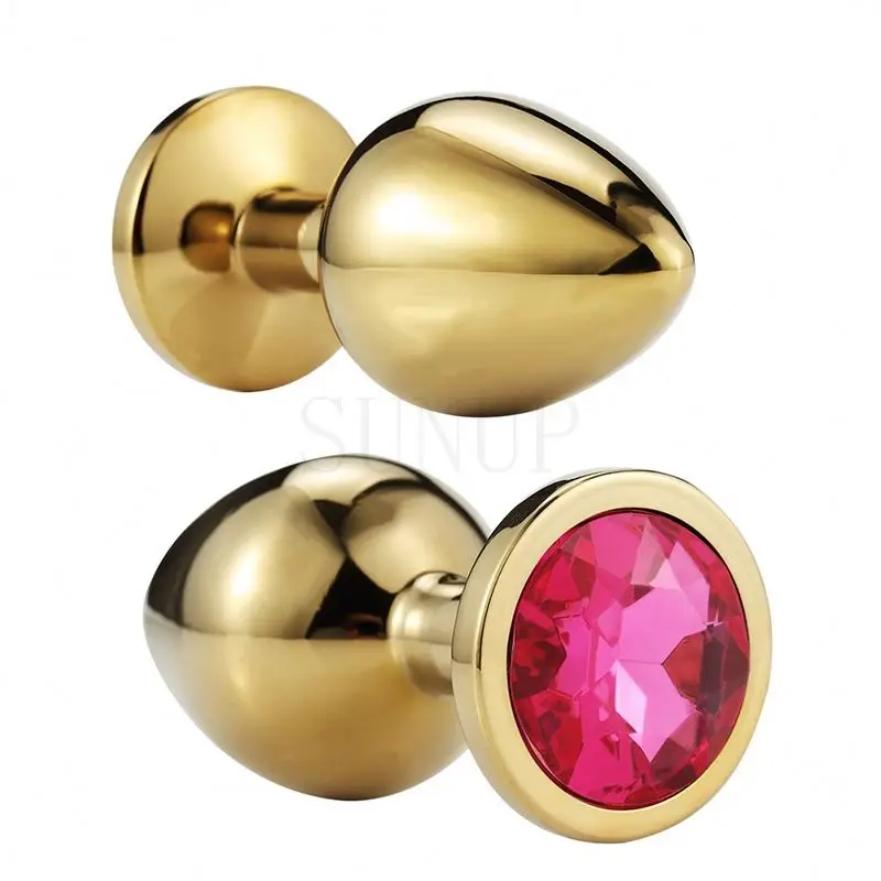 Free Custom Box - Small Medium Large Adult Products Golden Butt Anal Plug With Crystal Jewel