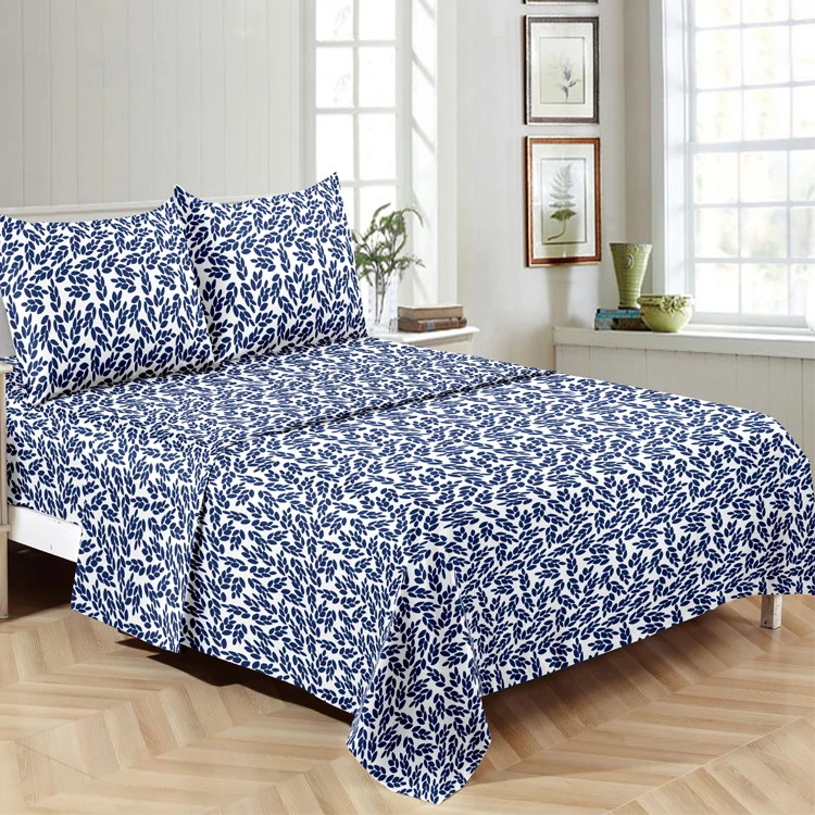 Twin Size Hotel Sheet Set Wholesale Printed Super Soft Hand Feeling Bed