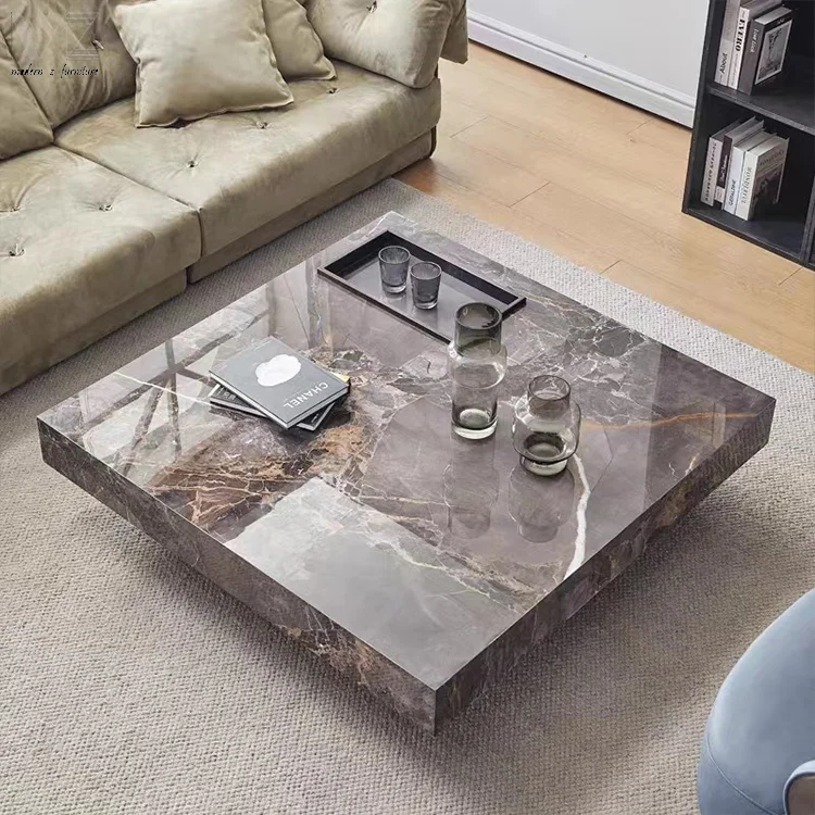 Modern Design Living Room Furniture Kaffee Tisch Aus Tempered Glass Tea Tables Marble Storage Sintered Stone Centre Coffee Table