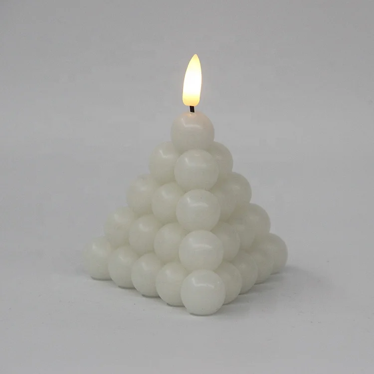 Triangular Real Wax 3d Bubble Led Flicker Candle With Remote Control