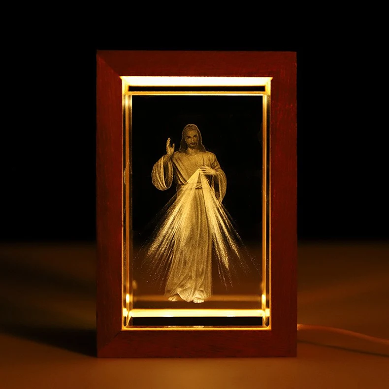 product new design 3d laser crystal cube first holy communion crystal night light for home deco-37