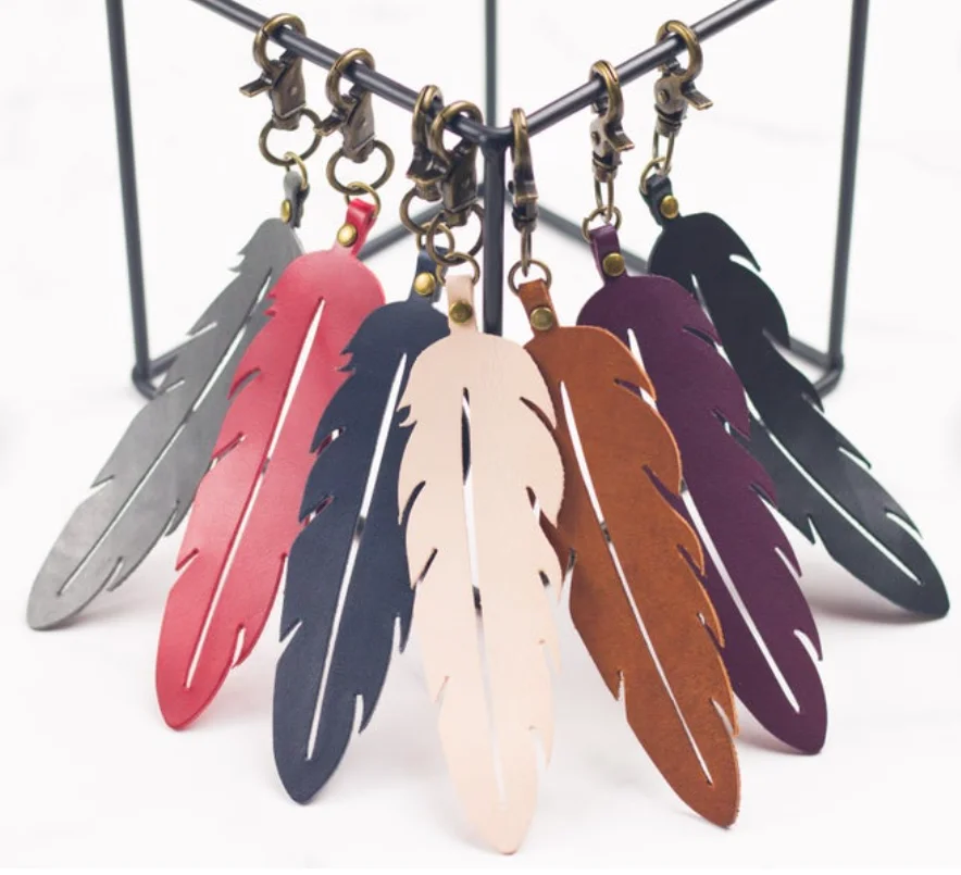 Personalized Genuine Leather Feather Bookmark Sublimation Bookmark Cute Leather Bookmark