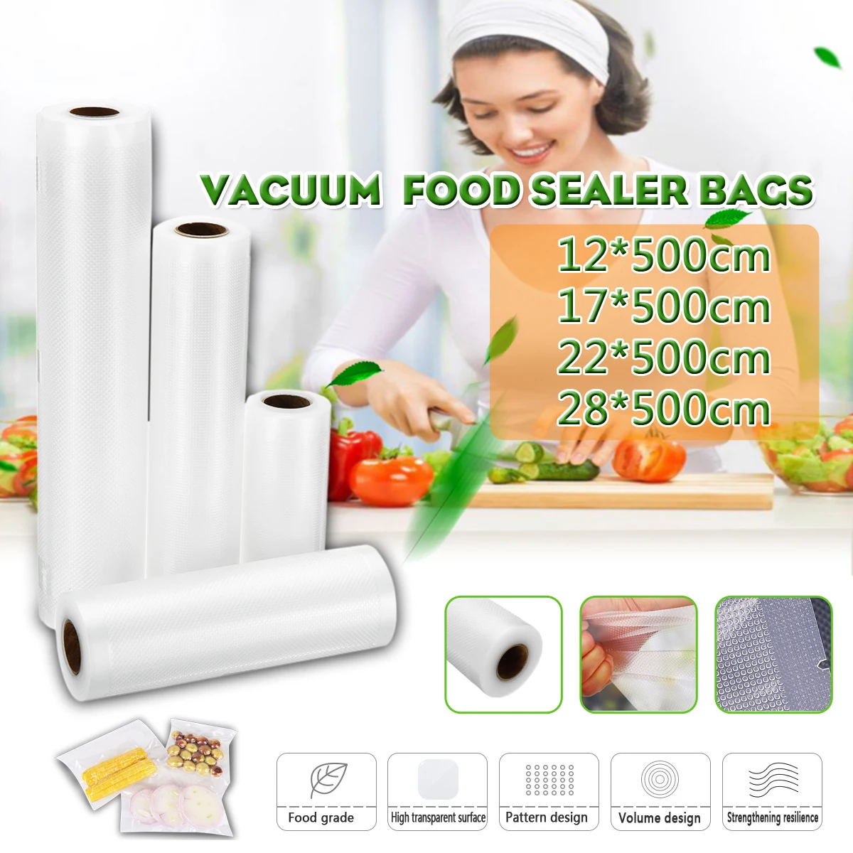 Custom Printed Laminated Leakproof Plastic Three 3 Side Seal Bags Food Vacuum Bag For Frozen
