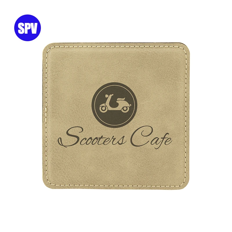 Round Shape Laserable Leatherette Cup Coaster For Laser Engraving manufacture