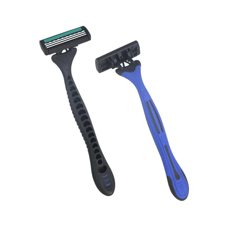 best sale high quality soft rubber handle triple blade disposable shaver