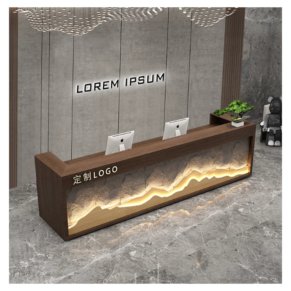 Prima High Quality Factory Customized Reception Desk Natural Stone Reception Desk Cashier Counter Reception Desk