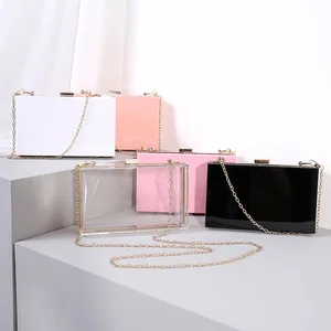 Factory Hot Sales Evening Clutch Small Square Box Acrylic Transparent Bag