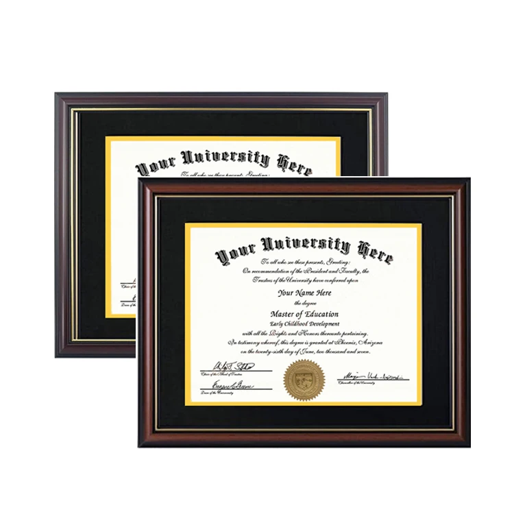 Customization Eco-Friendly Graduation Photo Frame Wall Mounting Certificate Diploma Frame with Two Opening Mat Displays