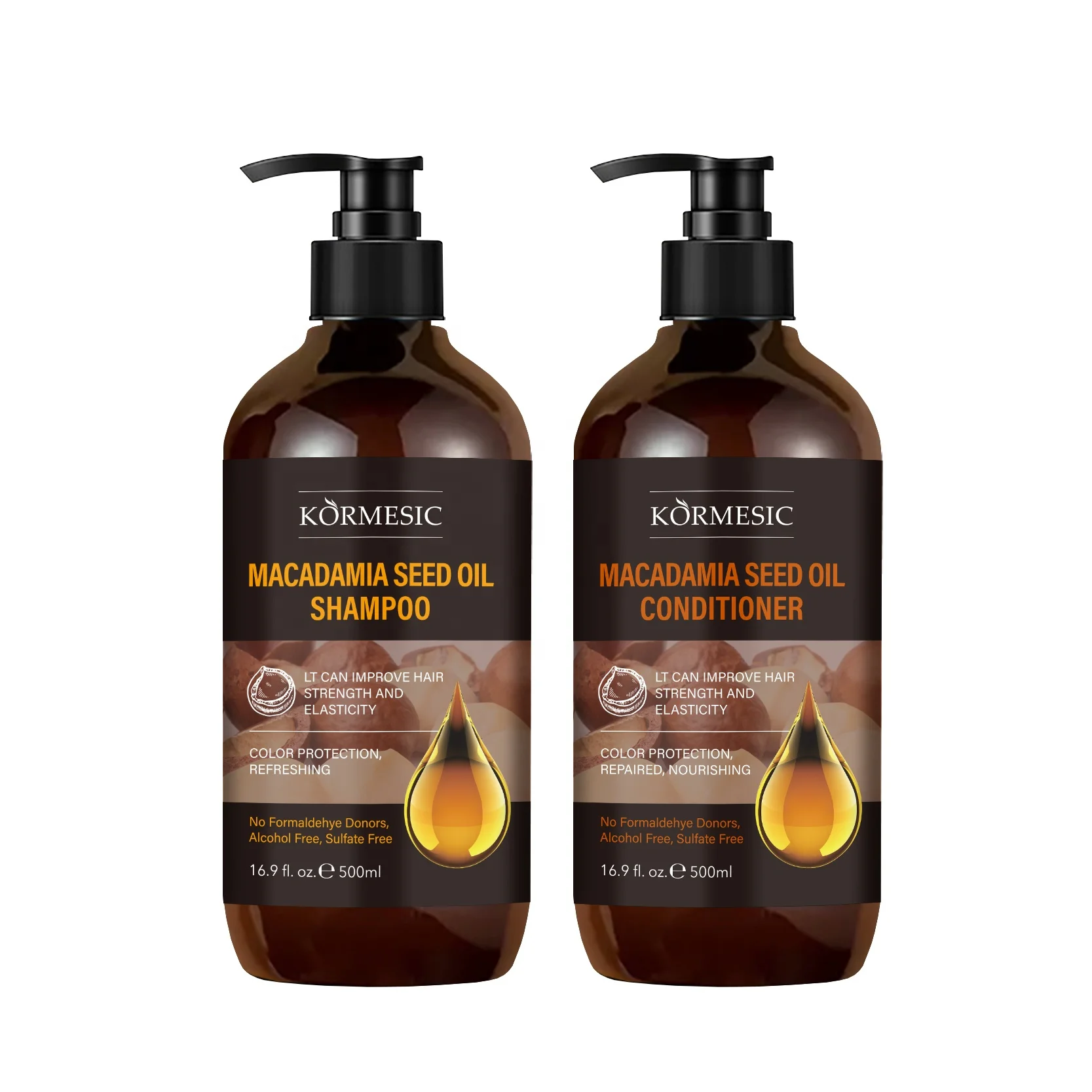 KORMESIC Private Label Macadamia Seed Oil Shampoo Conditioner OEM Hot Sell