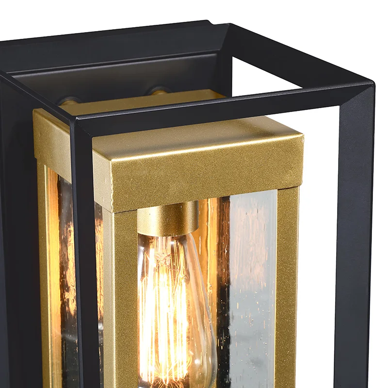 Outdoor Wall-mounted Porch Light Black And Gold Lantern Fixture ...