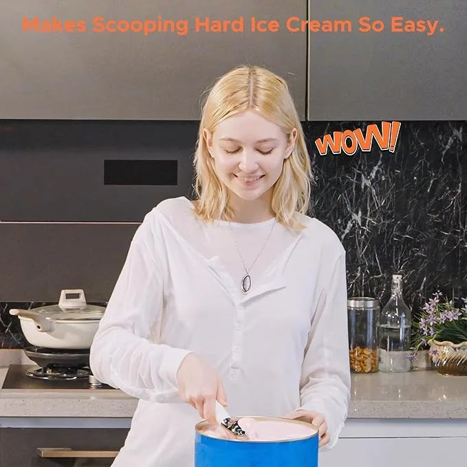 product laudtec heated ice cream scoop electric scooper for hard icecream self warming spoon battery rust proof metal easy to clean sz03-7