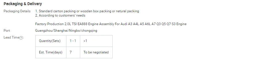Factory Production 2.0L TSI EA888 CUH CUJ Generation 3 Engine Assembly For Audi A3 A4L A5 A6L A7 Q3 Q5 Q7 S3 Engine