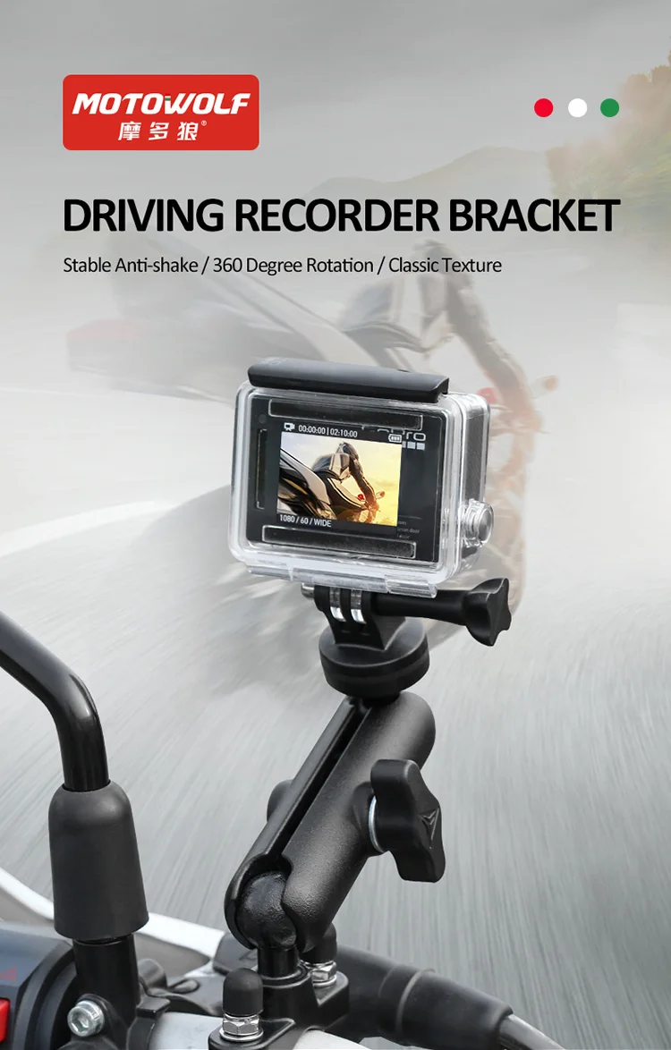 Motowolf Universal Aluminum Stable Camera Holder Motorcycle Bike Camera Mount