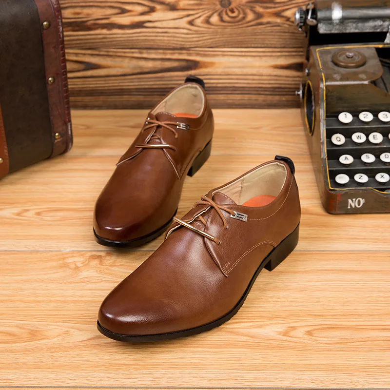 Size 38-48 British Men's Business Suit Leather Shoes Fashion Classic Single Wedding Meeting Leather Shoes