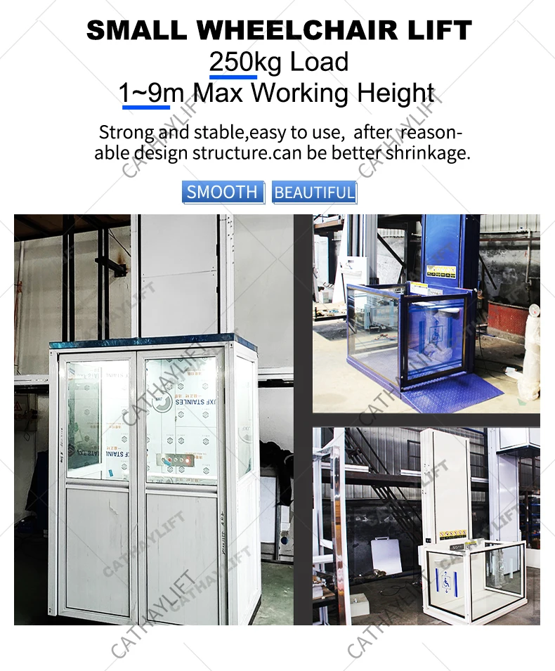 CE ISO 1~9m 250kg customized wheelchair vertical lift platform for passengers