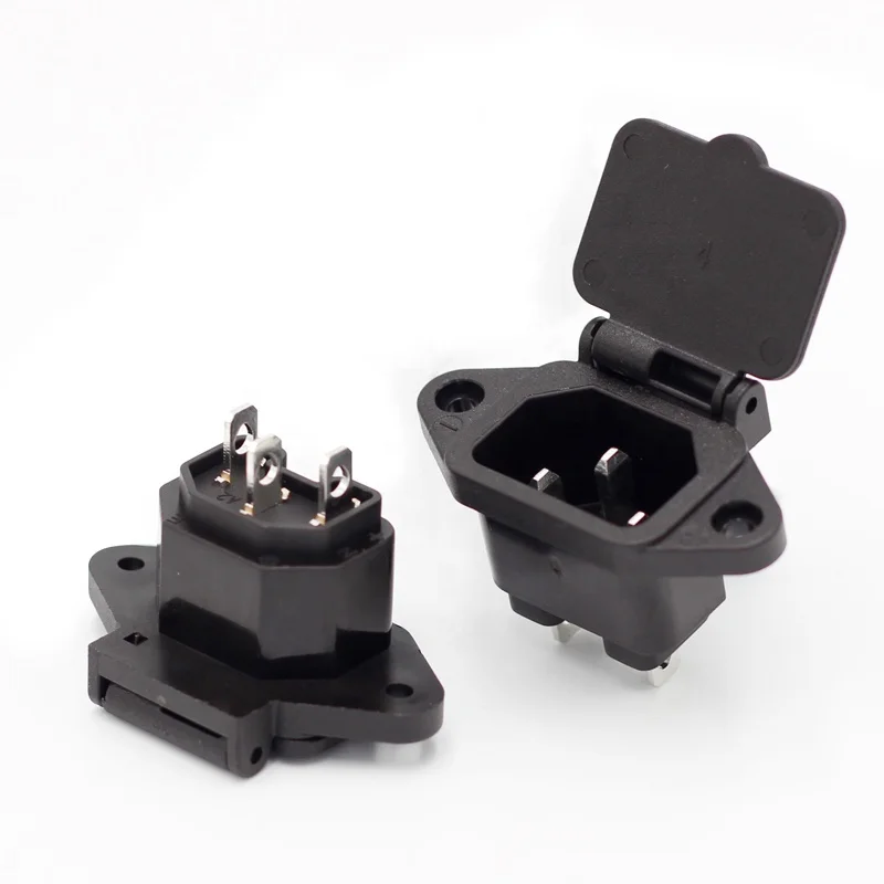 Waterproof IEC320 C14 Male Power Socket PDU UPS Connector Electric Bike Charging Socket