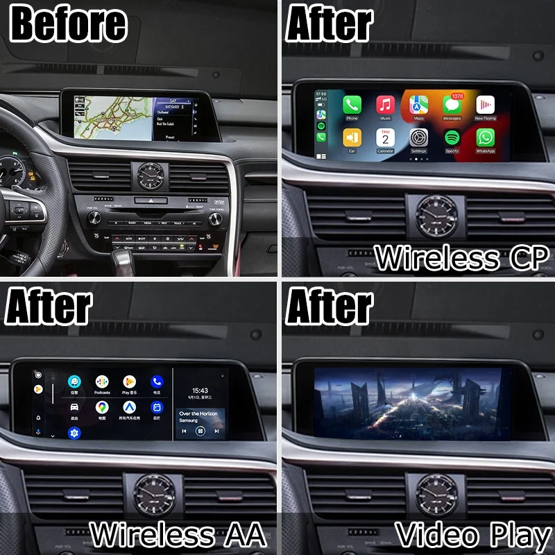 Lsailt Wireless Carplay Android Auto Interface Box for Lexus RX350 RX450h RX200t RX Support Mirror Link