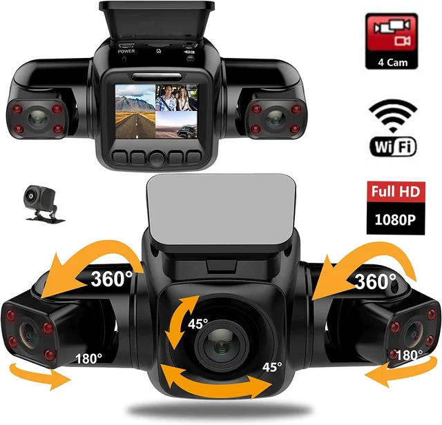 New Luxury 4 Camera Car DVR WiFi GPS Logger Night Vision Dual Lens Dash Cam with Rearview Lens 3 Channel Car Camcorder