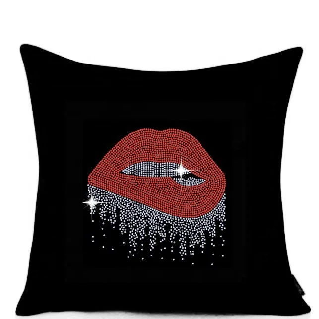 Custom New  Large Red Dripping Lips Rhinestone Diamante Transfer Design Iron on Heat Transfer  Hot Fix Sparkle