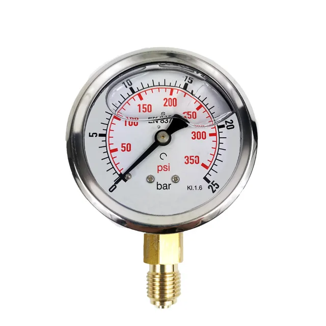 Brass Pressure Gauge 25bar Diameter 63mm Stainless Steel Oil Filled Pressure Gauges Manometer