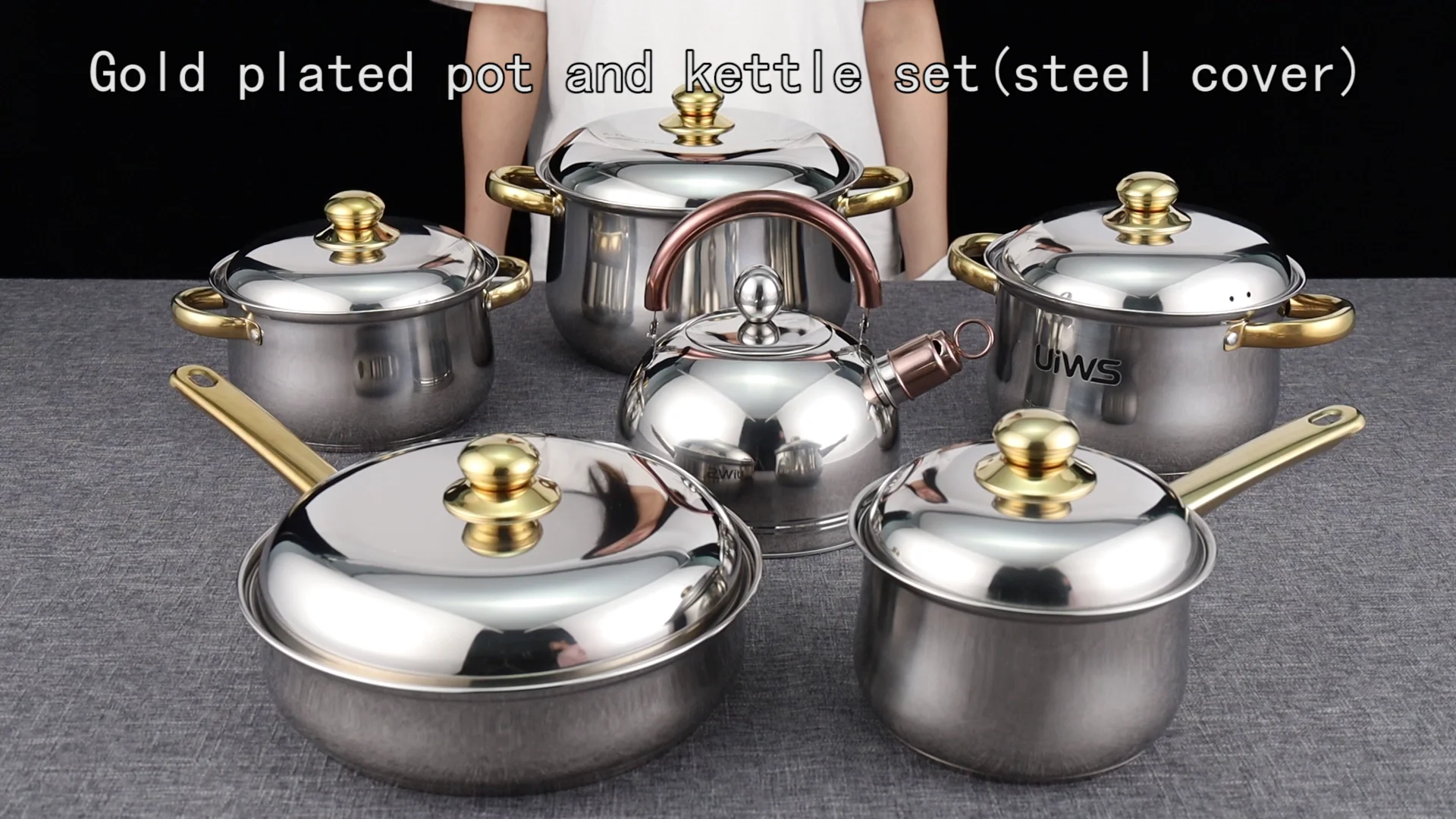 Stainless Steel Cookware Set Kitchen Pots And Pans Set Gold Cooking