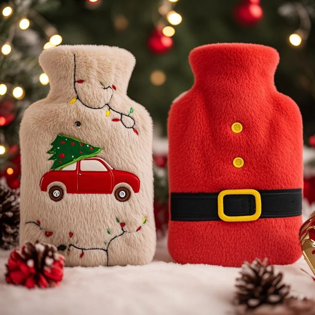 Hot Selling 1000ml Luxury Rubber Hot Water Bag Bottle Christmas Gifts Warm Hands Plush Cover